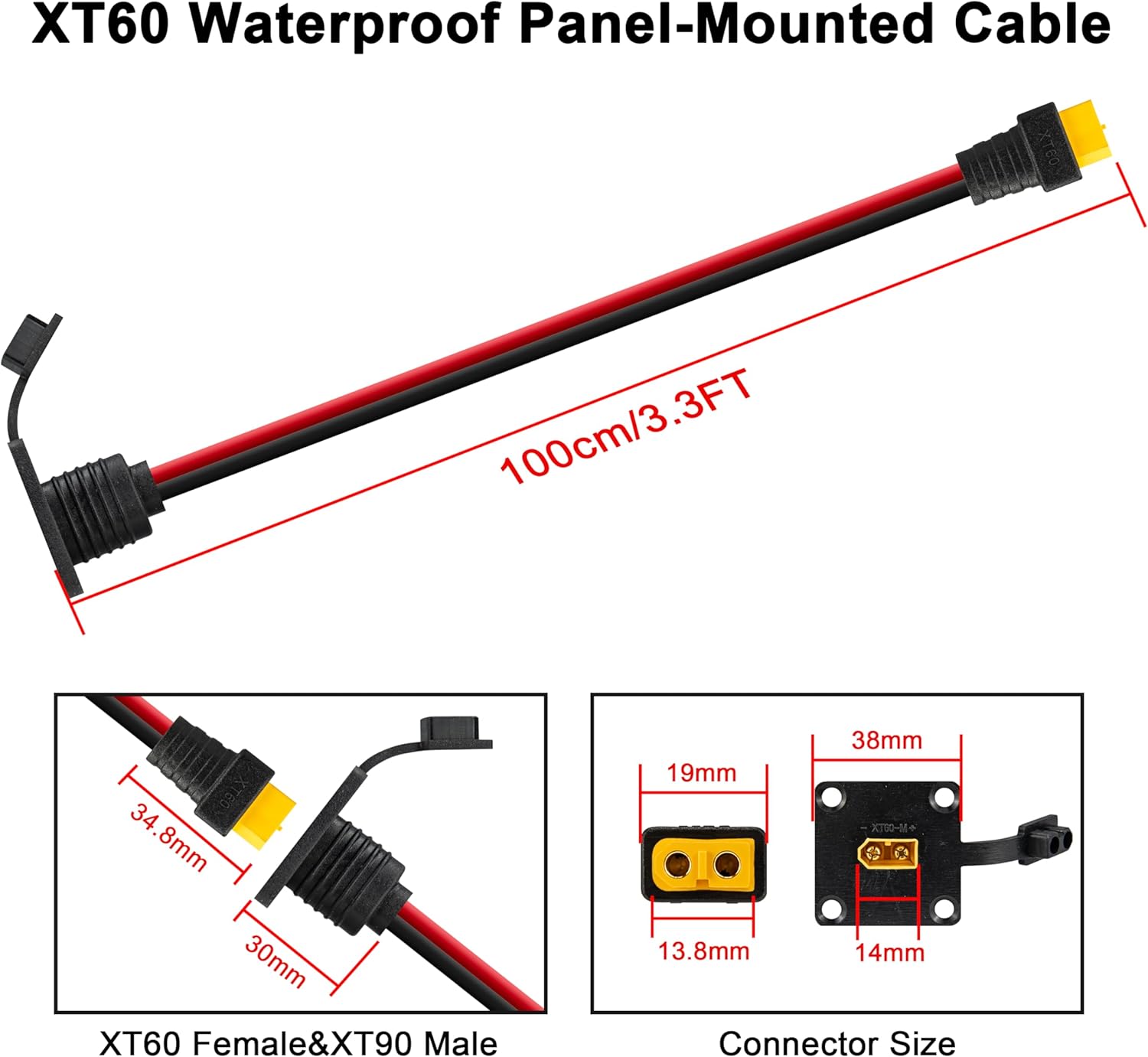 JMUYTOP 3FT 12AWG XT60 Panel M - đánh giá và giá Drone Rc Holder